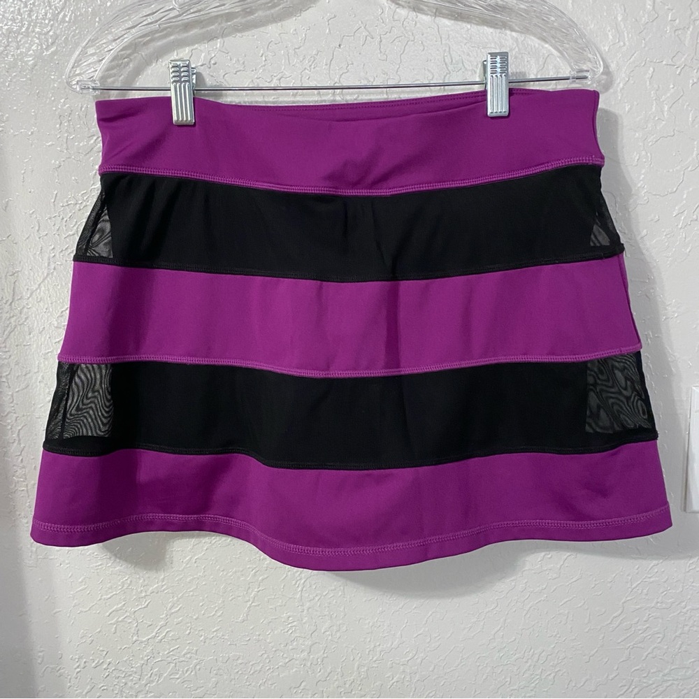 Fila Size Large Purple Black Tennis Skirt Skort Athletic Mesh Mini